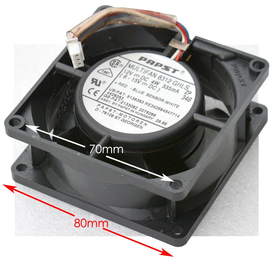 12V 80x80 mm LÜFTER COOLER FAN PAPST MULTIFAN 8312 54 m³/h LEISE 36 dB 2,6W V161 - Bild 1 von 3