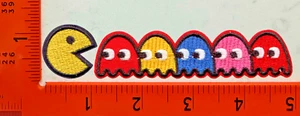 PacMan & Ghosts Patch Embroidered Iron-On Retro 80s Arcade Game Badge - Picture 1 of 1