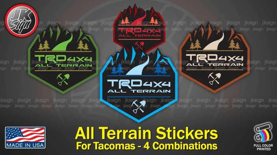 Pegatina ALL TERRAIN (2 calcomanías) se adapta a TOYOTA TACOMA TRD 4X4 todoterreno Foto 1 de 1