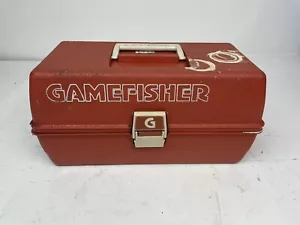 Vintage (VTG)Sears Gamefisher Red Plastic Tackle Box 11" Compartments Fishing - Picture 1 of 9