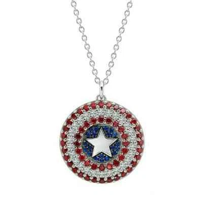 Мужской кулон из сапфира и рубина круглой огранки 4 карата с отделкой белым золотом 14 карат - Изображение 1 из 3