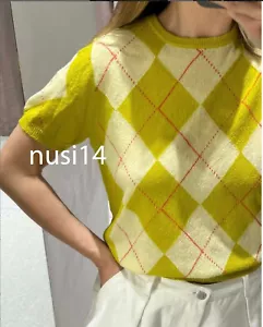 ZARA NEW WOMAN ARGYLE KNIT TOP LIME GREEN S-XL 9598/070/520 - Picture 1 of 2