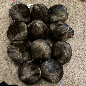 Furry Brown Ball Ornamnents - Picture 1 of 2