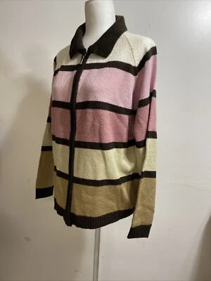 Suéter tejido Jason Maxwell multicolor manga larga cremallera completa para mujer talla XL Foto 1 de 4