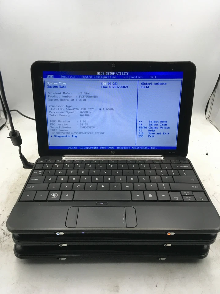 HP MINI 10" - LOT OF 3 - BOOTS TO BIOS - INTEL ATMON N270 - 1GB RAM - READ - BB - Image 1 of 4