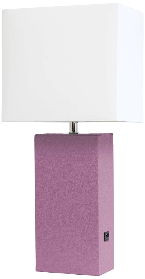 Lalia Home Lexington Purple Leather USB Accent Table Lamp - Image 1 of 1