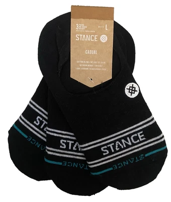 Paquete de 3 Calcetines Stance Informales Básicos No Show Mezcla Algodón NEGROS L 9-12 Lote de 3 prs Foto 1 de 4