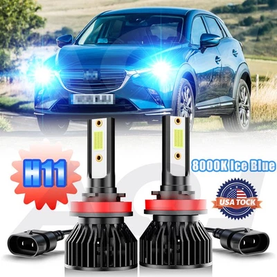 For Mazda CX-3 2016-2019 2X 8000K blue H11 LED Headlight Bulbs Low Beam - Image 1 of 4