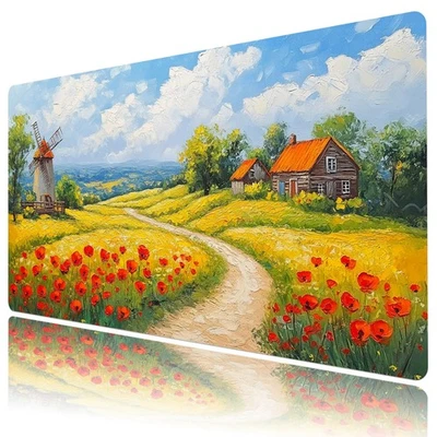Rustic Farmhouse Red Wildflower Desk Pad for Keyboard Desk Mat 31.5x15.7 inch - Image 1 of 4