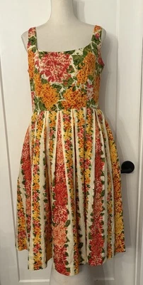 Vestido para mujer Isaac Mizrahi for Target retro sin mangas floral plisado talla 8 Foto 1 de 4