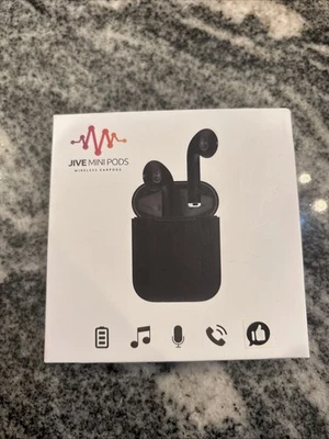 Jive Mini Pods Black Wireless New Ear Buds Earphones With Case & Charging Cable - Image 1 of 3