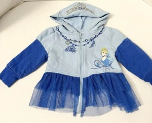 Disney Princess Cinderella Infant Size 12 Months Full Zip Up Tulle Hoodie Blue - Picture 1 of 6