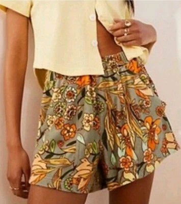 Pantalones Cortos Free People At First Sight OB1308146 Gris Naranja Floral Terry Tela Talla XS Foto 1 de 4