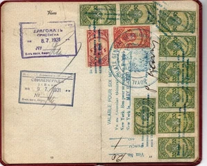 USA 1931 Complete Old PASSPORT For a RUSSIA Born Person with Fiscal Stamp - Picture 1 of 9