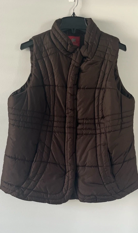 Chaleco para mujer Faded Glory chocolate marrón con bolsillos talla extra grande 16 Foto 1 de 4