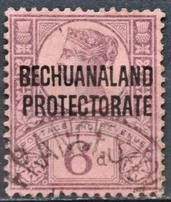Bechuanaland  QV  1897  6d  Purple on Rose Red  Used sg 65 - Image 1 of 2