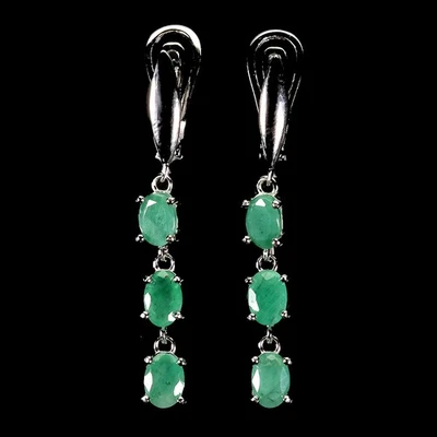 Pendientes de plata esterlina Black Friday esmeralda ovalada 6x4 mm joyería gema natural Foto 1 de 4