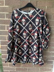 Ladies Knee Length Dress - Skulls Roses Design - Size 18 - Picture 1 of 5