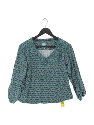 Mantaray Women's Top UK 12 Green 100% Cotton 3/4 Sleeve V-Neck Basic - Image 1 of 4