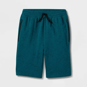 Boy' Moto Knit Pull-on Jogger Shorts-Art Class-Teal-S-NWT - Picture 1 of 1