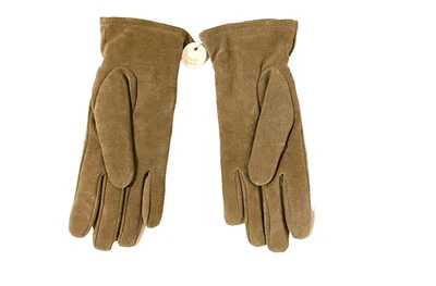 Isotoner genuine leather camel beige lined women gloves large new no tag mint - Image 1 of 3