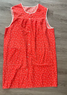 Vintage Mix 1960’s/1970’s Red and White Floral House Dress Size XL Novelty Print - Image 1 of 4