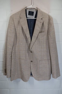 Blazer de la Colección Tailorbyrd para Hombres 42L Abrigo Deportivo a Cuadros Chaqueta Mezcla de Lino/Algodón Foto 1 de 4