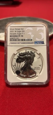 U.S. Mint 2021 Silver Design Set S & W Reverse Proof Eagles Both Rev. PF 70 - Image 1 of 4