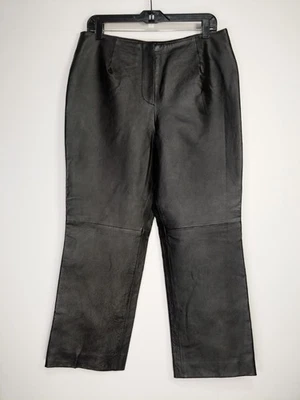 Pantalón Brandon Thomas Talla 12 Negro Cuero Genuino Pierna Recta Tiro Alto Foto 1 de 4