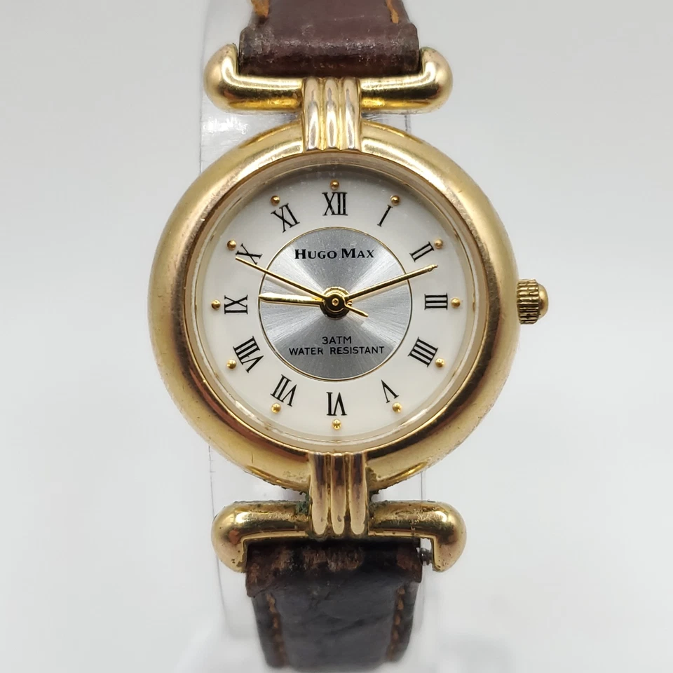 Hugo Max Reloj Cuarzo Chapado en Oro 18k Mujer 24mm Batería Nueva Foto 1 de 4