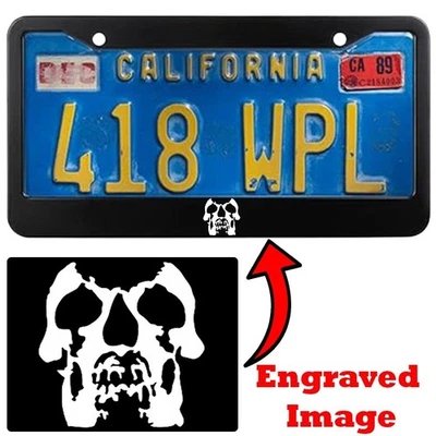 Marco de matrícula negro grabado - Logo de calavera Deftones Foto 1 de 3