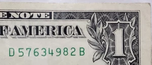 Billete de $1 elegante número de serie escalera dispersa VERDADERA 🪜 dígitos 2-9 - D 57634982 B - Imagen 1 de 3