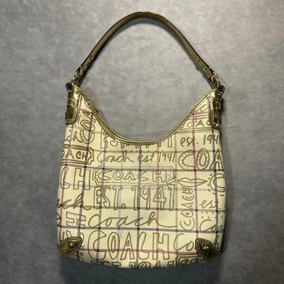 蔻驰单肩包涂鸦 Tattersall 标志流浪汉皮革 L0868-13309 — 第 1/4 张图片