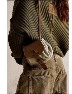 WE THE FREE by Free People, Comeback Crossbody Pouch Bag, Two Tone Sage & Brown - Picture 1 of 15