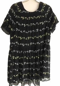 Ann Taylor Medium Summer Dress Floral Black Flutter Sleeve Midi Women’s Size M - Picture 1 of 6