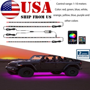4pcs RGB 48 LED Strip Under Car Tube Underglow Underbody System Neon Lights Kits - Picture 1 of 12