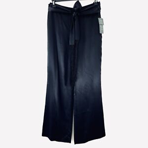 Lauren Ralph Lauren Pants Women’s 8 Black Wide-Leg 100% Silk Tie Front NWT