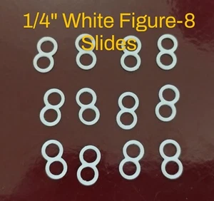 12 pcs 1/4" White Figure-8 Slides Bra Strap Nylon Lingerie Sewing Hardware - Picture 1 of 1