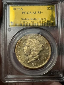 1879-S Liberty Head Gold Double Eagle $20 PCGS AU58+ Saddle Ridge Hoard Looks PL - Picture 1 of 3