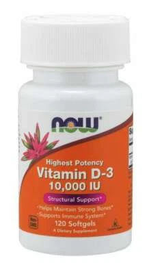 Now Foods Vitamin D-3 10000IU Maintain Strong Bones 120 Softgels 11/26EXP - Image 1 of 2