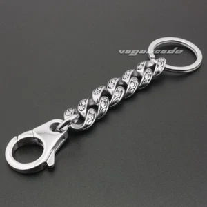 Stainless Steel Unique Rose Chain Keychain Biker Punk DIY Accessory 4R013KCA - Picture 1 of 5
