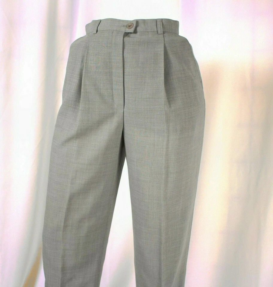 Pantalones de vestir plisados de lana gris claro ESCADA para mujer talla 4 36 Foto 1 de 4