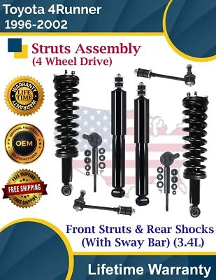 Front Strut & Rear Shock W/Sway Bar for 1996-2002 Toyota 4Runner 4WD Lifetime W. - Image 1 of 4