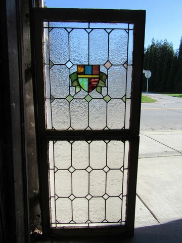 ~ ANTIQUE STAINED GLASS WINDOWS ~ TOP AND BOTTOM SET ~ ARCHITECTURAL SALVAGE Cover