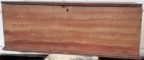 Antique Feather Painted 200++ Year Old 6 Board Dovetailed Blanket Chest Cover