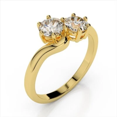 1.00 Ct Round Cut Lab Created Diamond Anniversary Ring 14k Yellow Gold Size 7 - Image 1 of 3