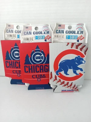 Chicago Cubs MLB Soporte Enfriador Lata Doble Cara Logo Lote De 3 Raro Foto 1 de 4