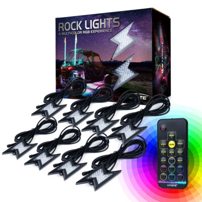 Kit de luces de roca LED debajo de la carrocería RGB control remoto bajo brillo neón para coche barco Foto 1 de 4