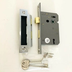 3 Lever Chrome Face Mortice Internal Sash Door Lock 63mm Case Depth - Picture 1 of 1