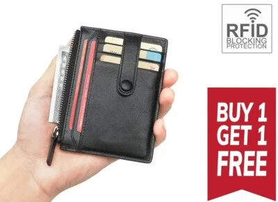 BUY 1 GET 1 FREE RFID BLOCKING Credit Card Wallet Handmade from Genuine Leather - Image 1 of 4